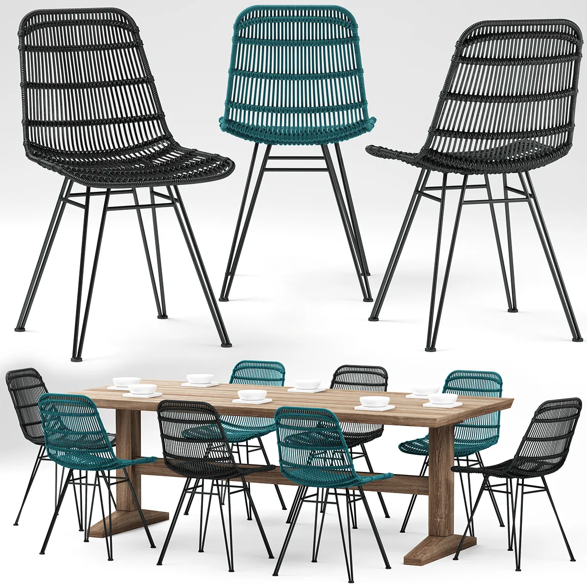 furniture – Charleston table with chairs 10 3ds Max