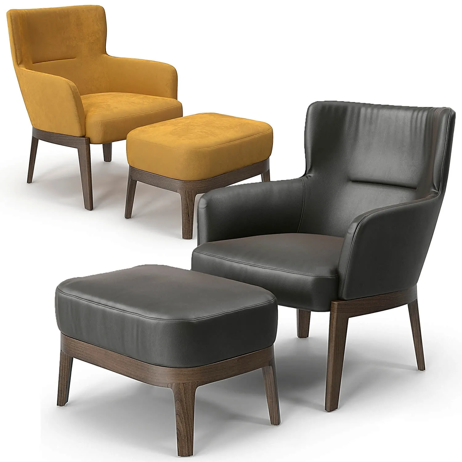 furniture – Chelsea chair and pouf 3ds Max