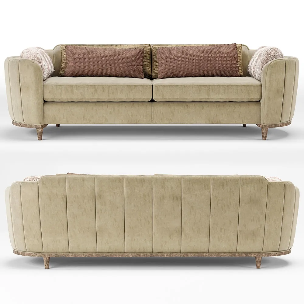 furniture – Cherish Round Barrel Beige Velvet sofa 3ds Max