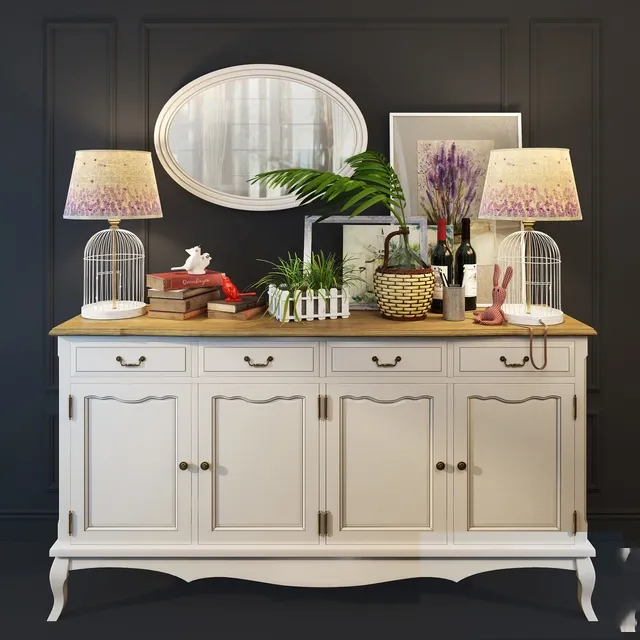 furniture – Chest Leontina with drawers and doors beige 3ds Max