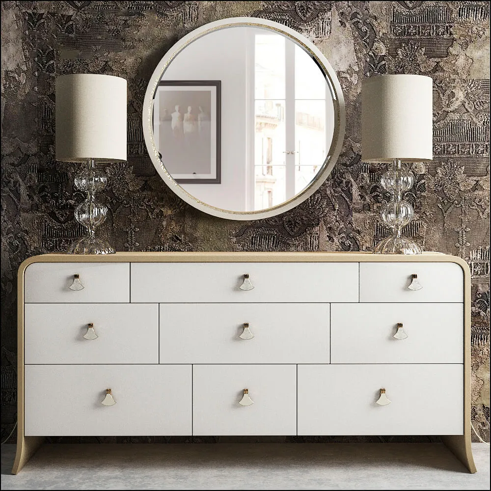 furniture – Chest of drawer with table lamps and mirror 5 3ds Max