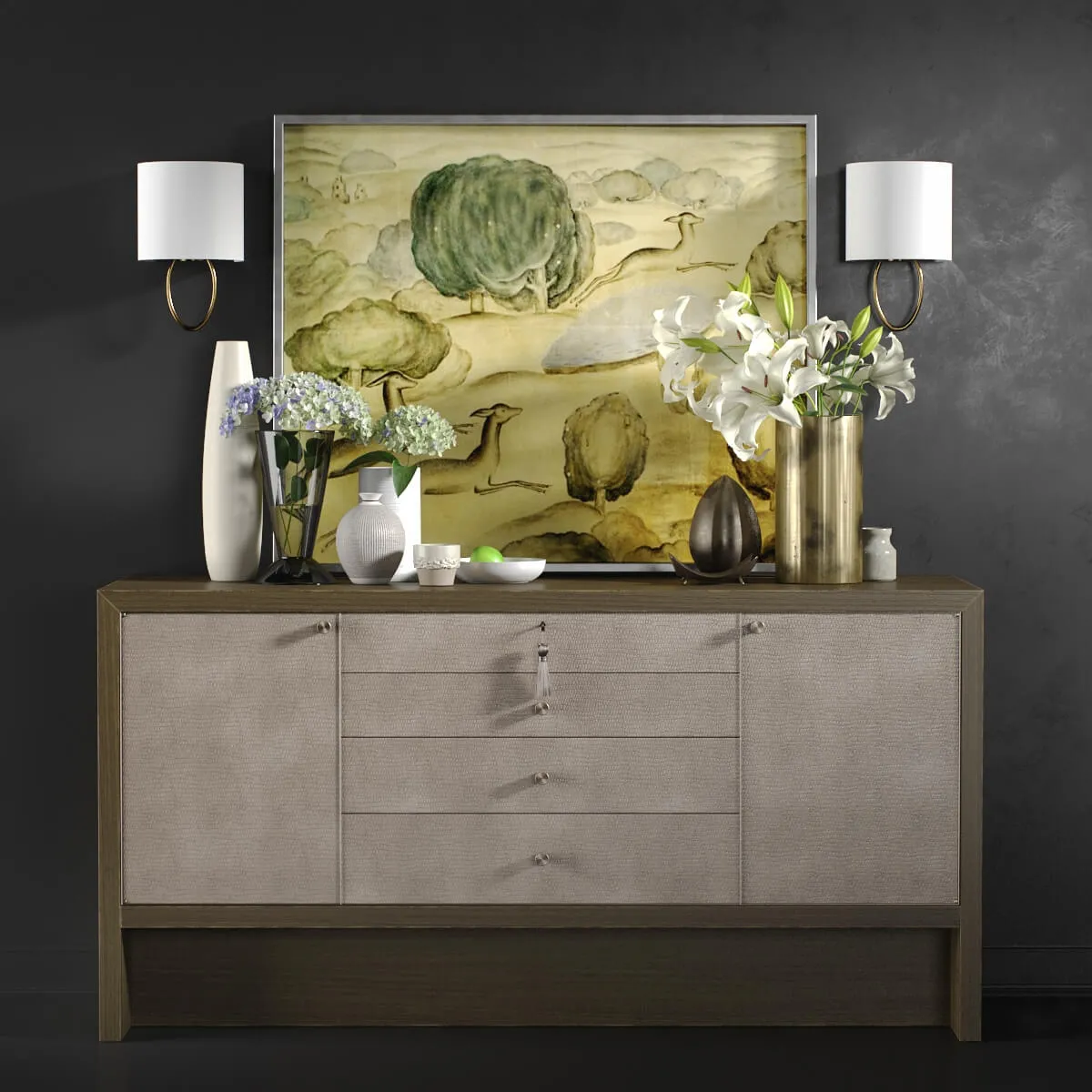 furniture – Chest of drawers Carmel Console with decor 3ds Max