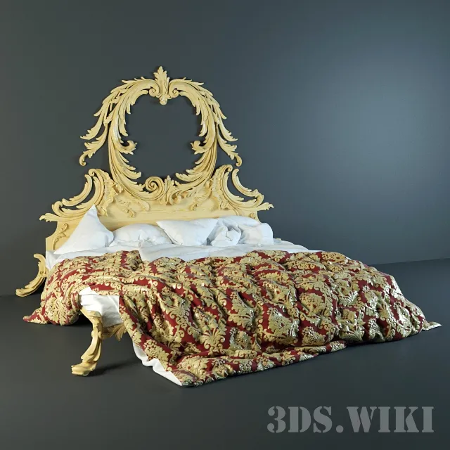 furniture – Chic classic bed with linens 3ds Max