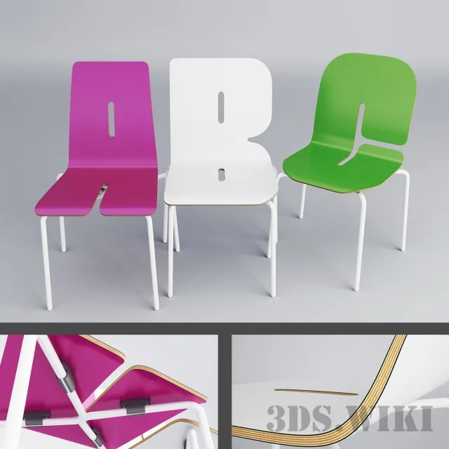 furniture – Children’s chairs with letters 3ds Max