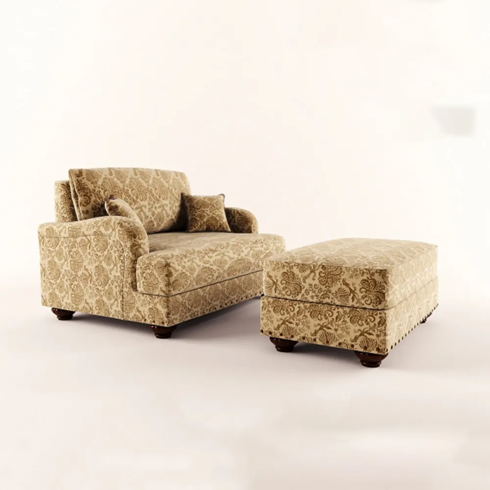 furniture – Classic armchair with ottoman 3ds Max