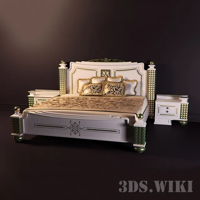 furniture – Classic bed and bedside tables 3ds Max