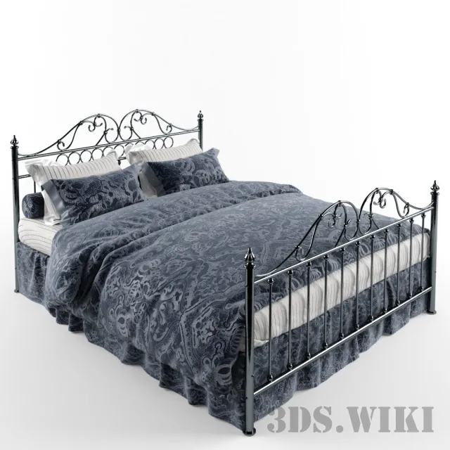 furniture – Classic bed with metal frame 3ds Max
