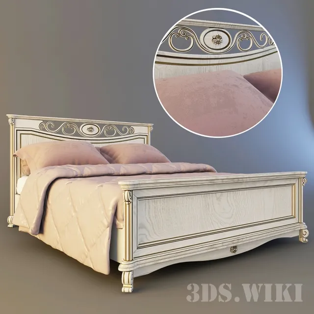 furniture – Classic bed with wood frame 3ds Max