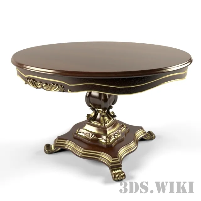 furniture – Classic round table made of wood 3ds Max
