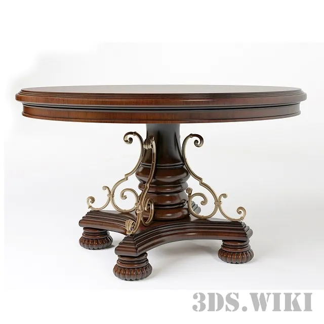 furniture – Classic round table with patterns 3ds Max