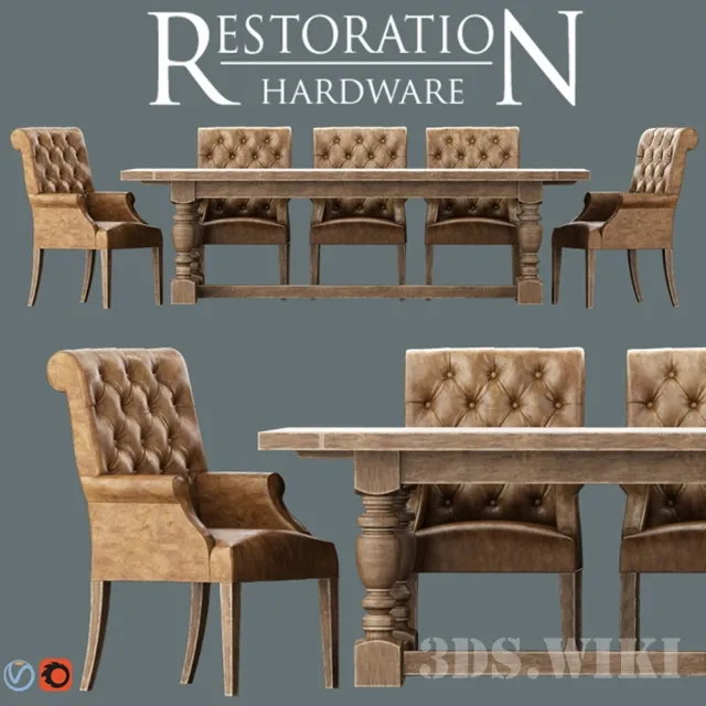 furniture – Classic table and armchairs 3ds Max