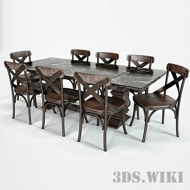 furniture – Classic table with chairs 3ds Max