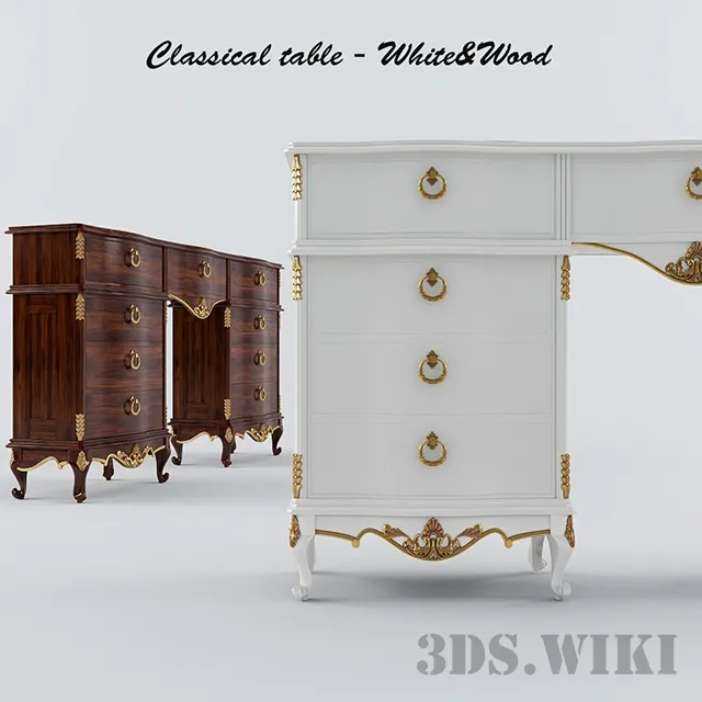 furniture – Classic wooden and white chest of drawers 3ds Max