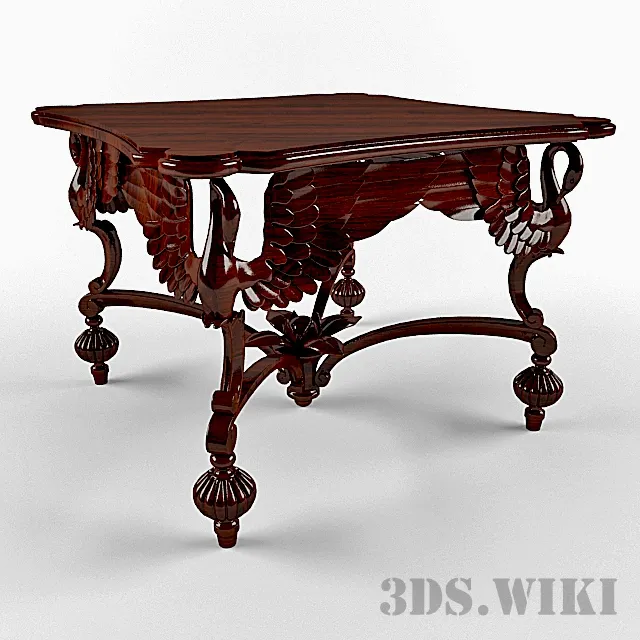 furniture – Classic wooden table with patterns 3ds Max