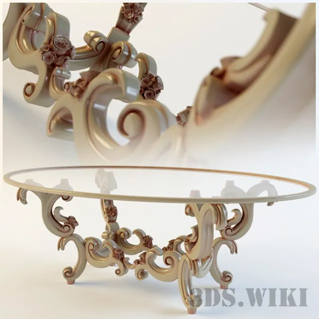 furniture – Classic writing glass table 3ds Max
