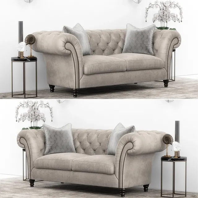 furniture – Club Chesterfield sofa set 3ds Max