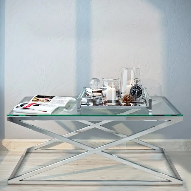 furniture – Coffee table Criss Cross by Eichholtz with decor 3ds Max