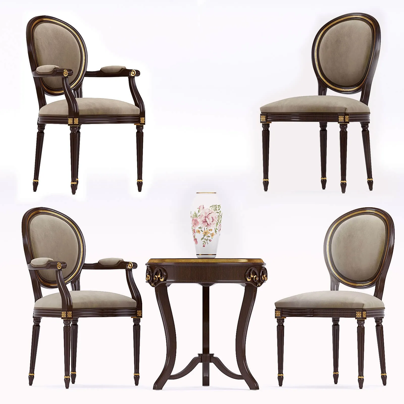 furniture – Coffee table with Carpanese armchairs 3ds Max