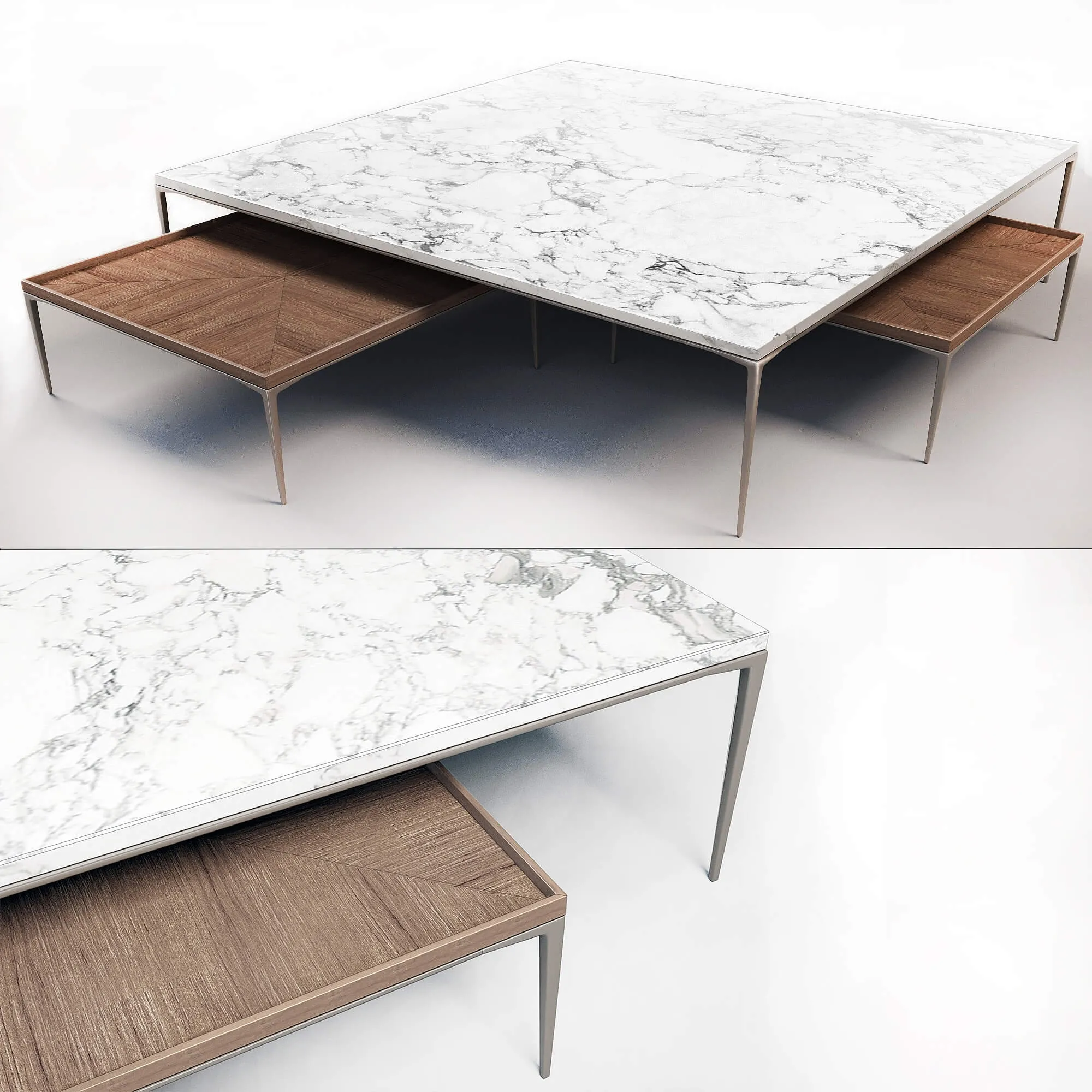 furniture – Coffee tables – Walnut and Сalacatta Marble Palladio 3ds Max