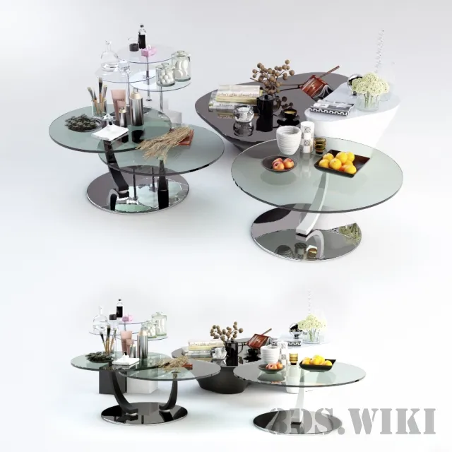 furniture – Coffee tables with decorative sets 3ds Max