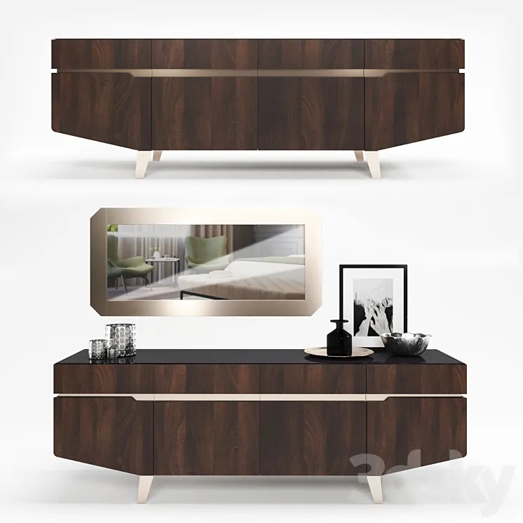 Furniture collection for living room Accademia Dresser + Mirror 3DS Max