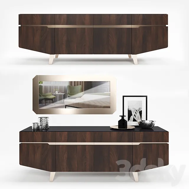 Furniture collection for living room Accademia Dresser + Mirror 3DSMax File