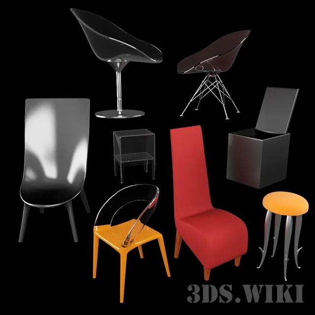 furniture – Collection of chairs designed by Philippe Starck 3ds Max