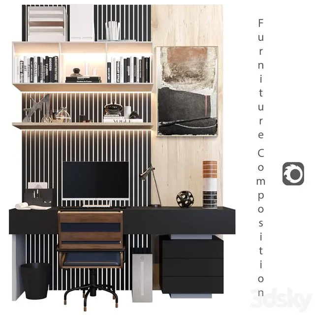 Furniture Composition 15 Corona 3dsMax Model