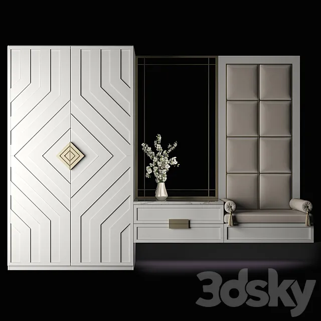 Furniture composition for hallway 64 3ds Max