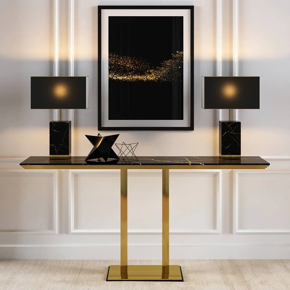 furniture – Console in gold and black marble finishes 3ds Max