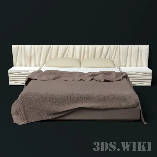 furniture – Contemporary Bed with Bedside Tables 3ds Max
