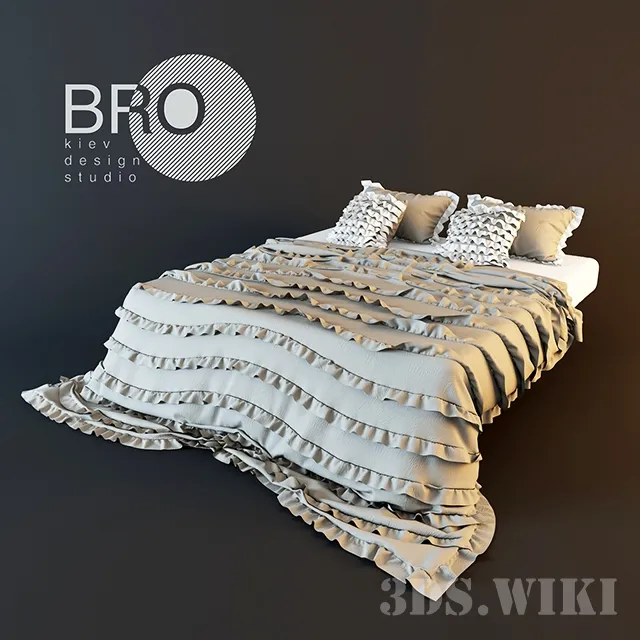 furniture – Contemporary bed with bedspread 3ds Max