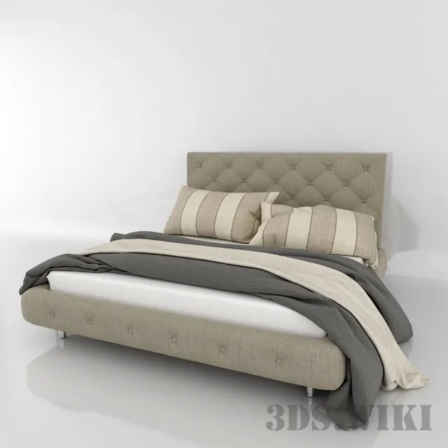 furniture – Contemporary double bed with soft headboard 3ds Max