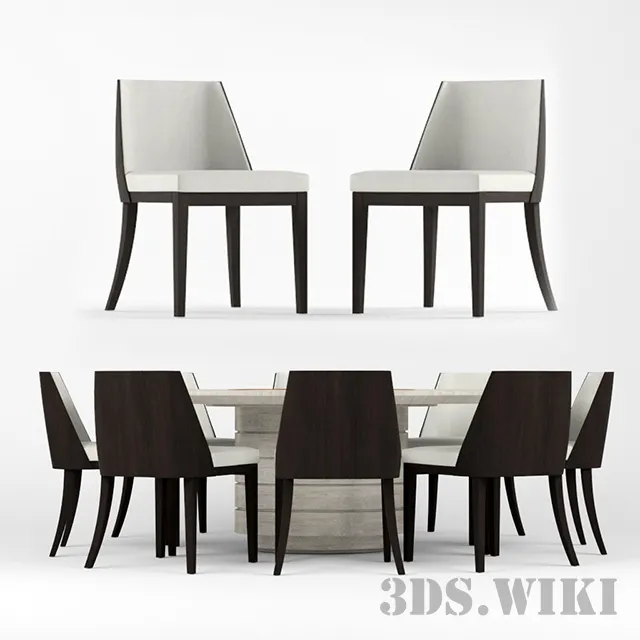 furniture – Contemporary round table with chairs 3ds Max