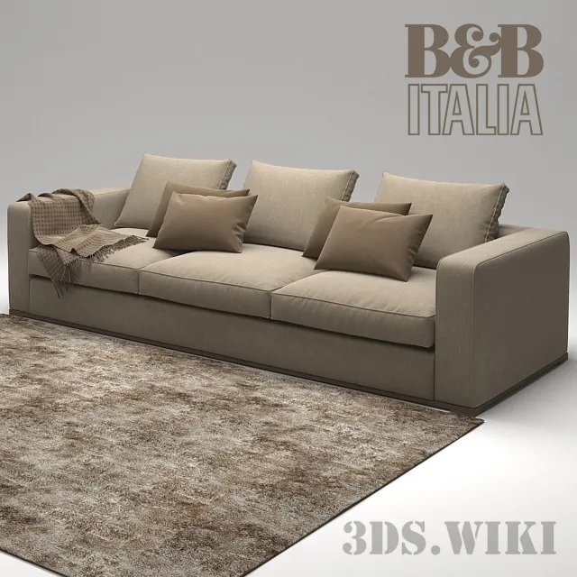 furniture – Contemporary Rug in Front Of Sofa With Pillows 3ds Max