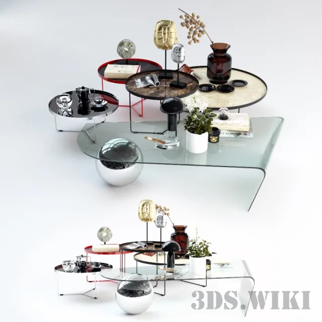 furniture – Contemporary tables with decorative set 3ds Max