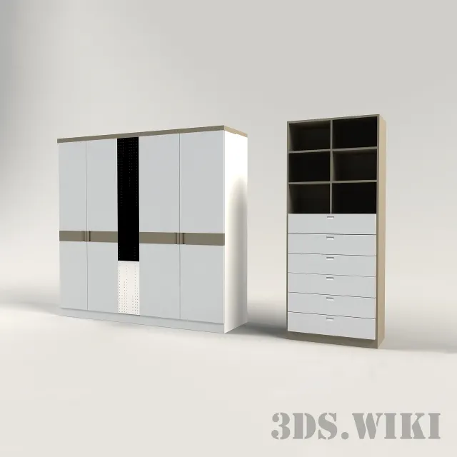 furniture – Contemporary wardrobe and shelves 3ds Max
