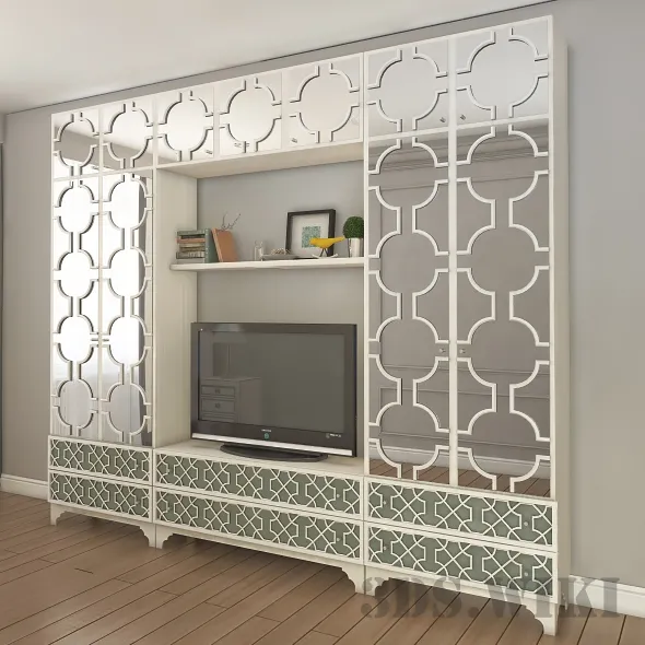 furniture – Contemporary Wardrobe with Mirrored Doors 3ds Max