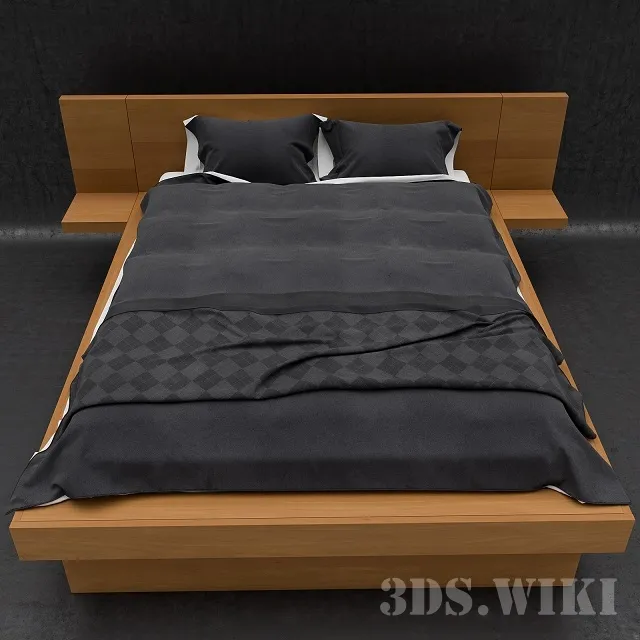 furniture – Contemporary wooden bed 3ds Max