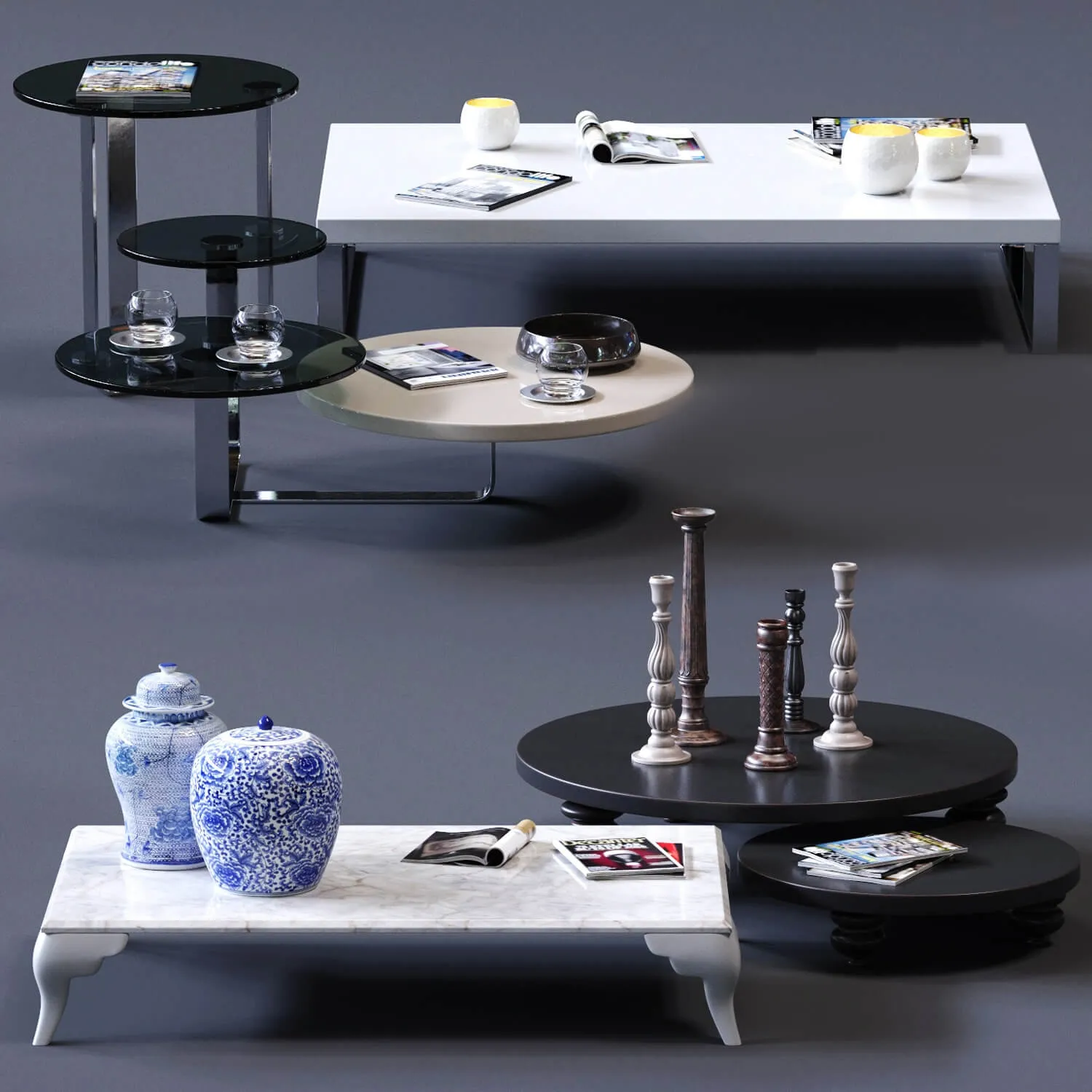 furniture – CorteZari coffee tables set 3ds Max