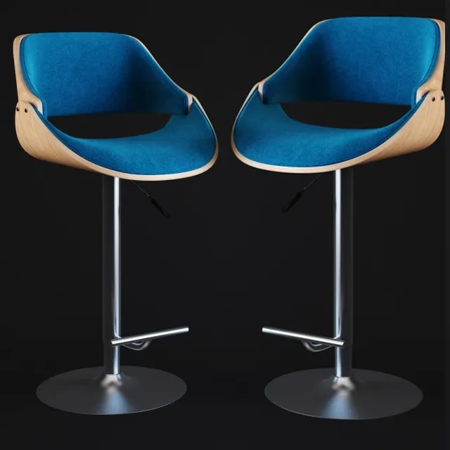 furniture – Corvus Ogden Contemporary Teal Blue Velvet Adjustable Swivel Bar Stool 3ds Max