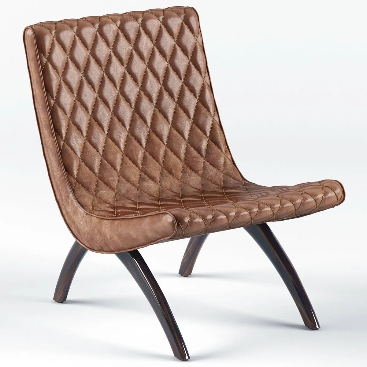 furniture – Danforth Mid century modern chestnut quilted leather chair 3ds Max
