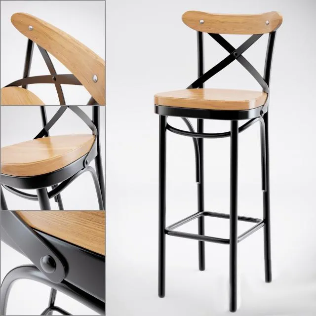 furniture – Dark Metal Bar chair 3ds Max