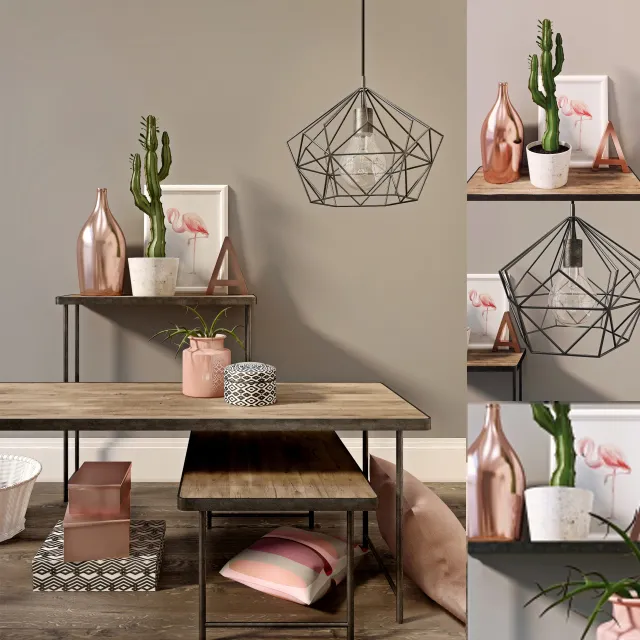 furniture – Decor set with cactus 3ds Max