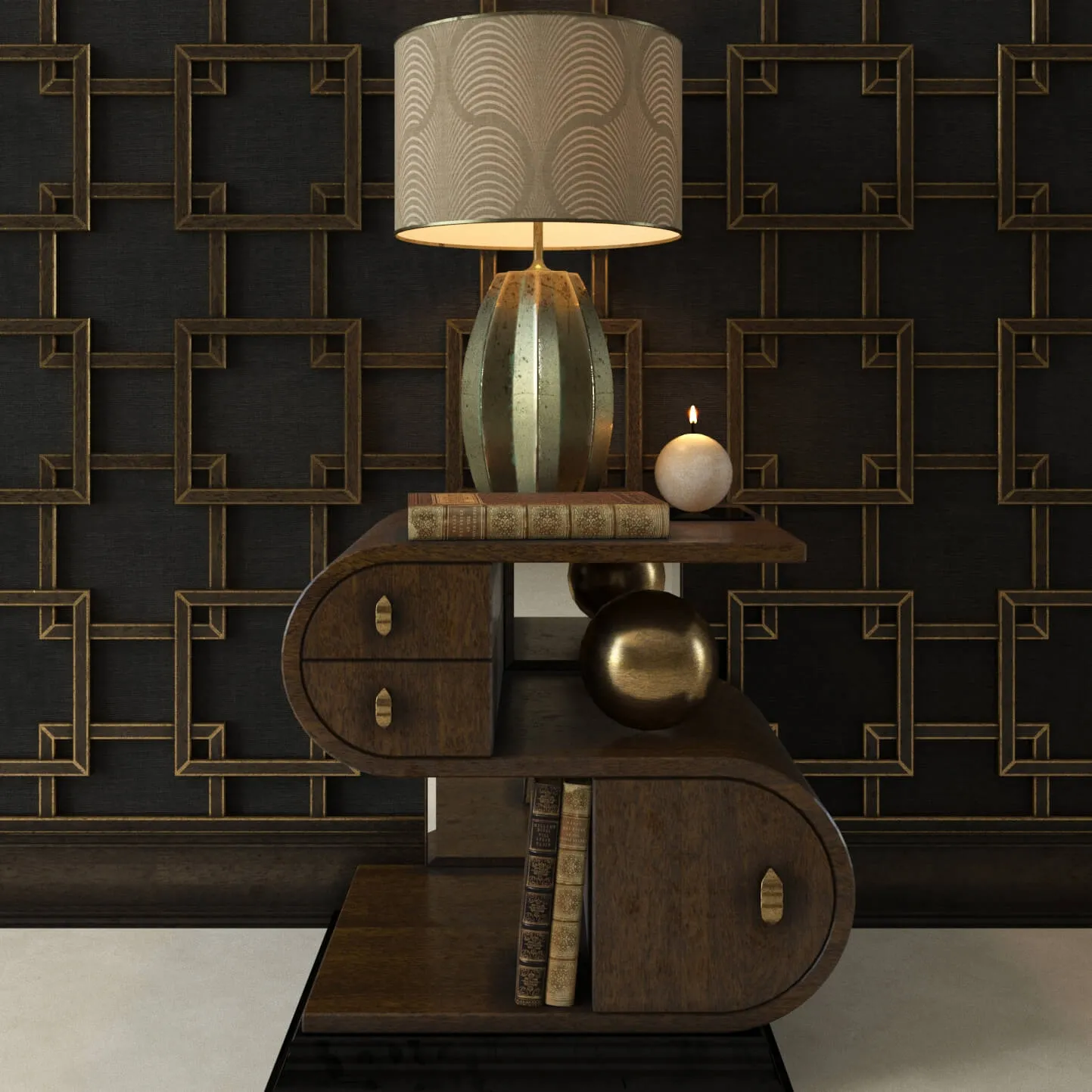 furniture – Decorative set with bedside tables 3ds Max