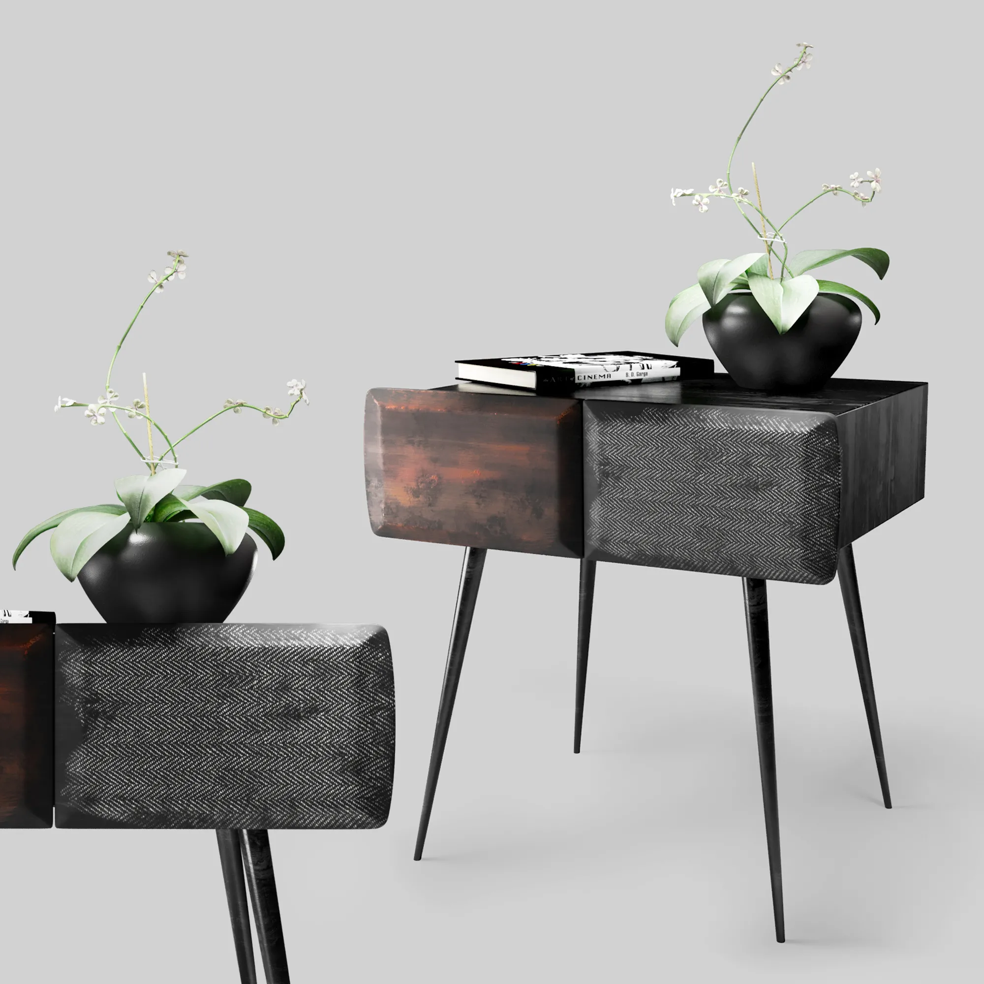 furniture – Decorative table with plants 3ds Max