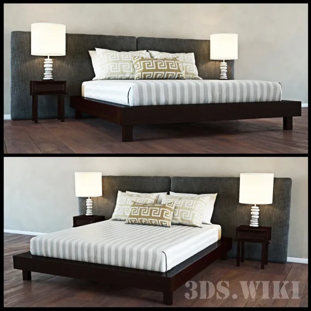 furniture – Designer bed with soft headboard 3ds Max