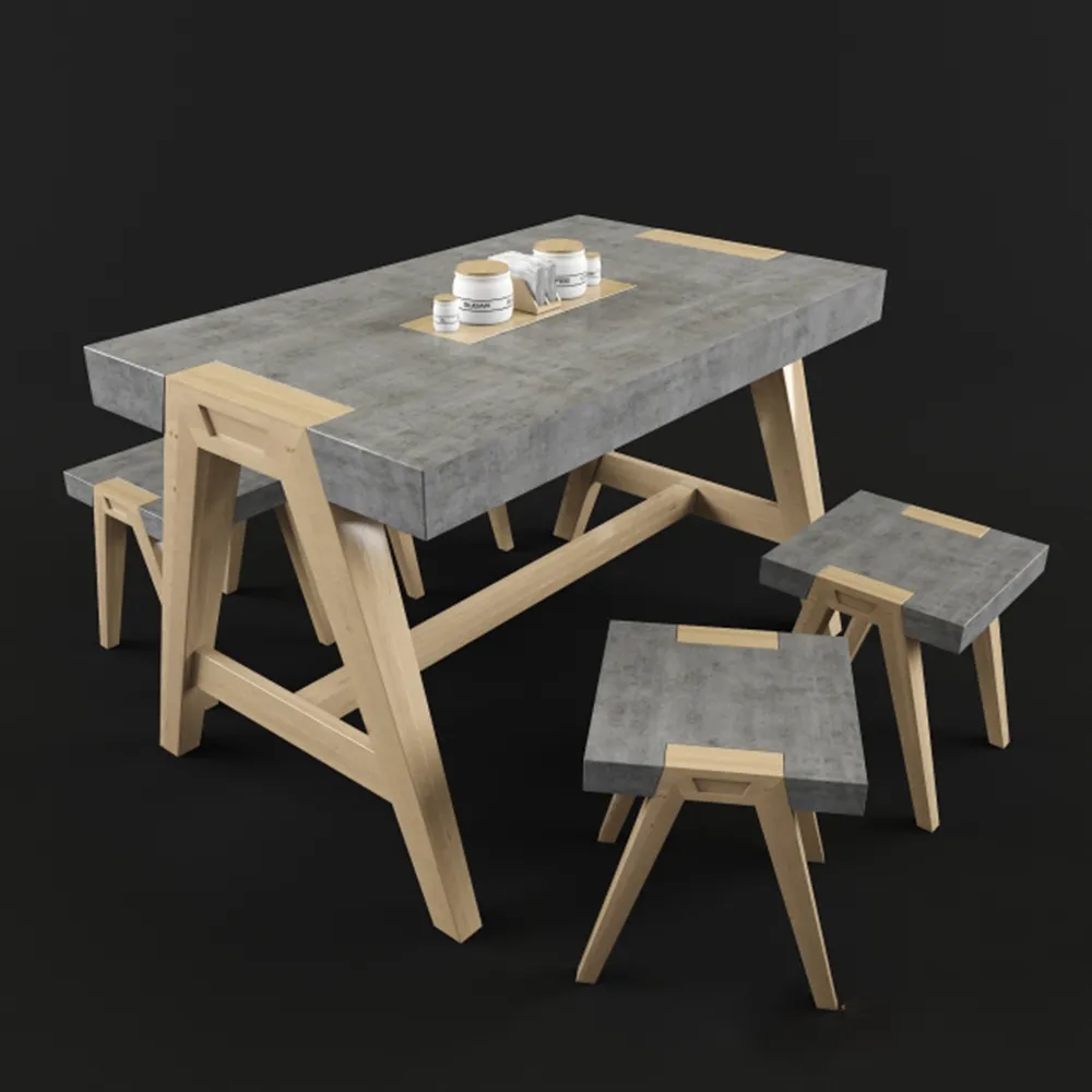 furniture – Designer coffee table with chairs 3ds Max