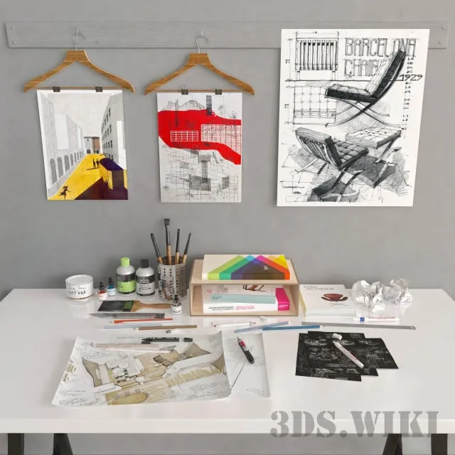 furniture – Desktop set 3ds Max