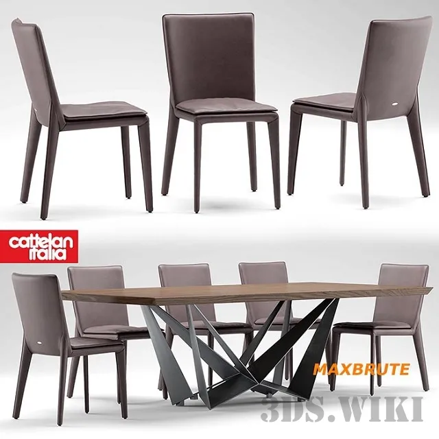 furniture – Dining chair Cattelan Italia Vittoria with table 3ds Max
